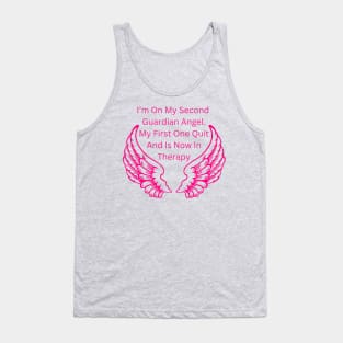 Guardian Angel Humor T-Shirt - "Second Angel on Duty" Funny Quote Tee, Sarcastic Casual Wear, Unique Gift for Friends Tank Top